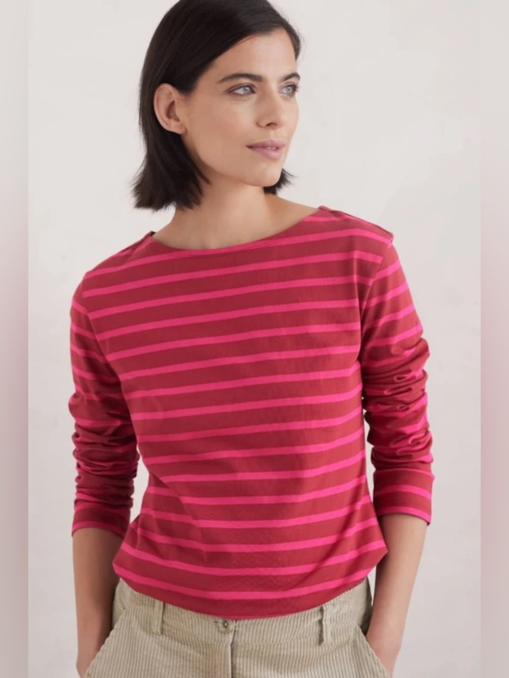 Seasalt Cornwall Organic Cotton Sailor Stripe Boat Neck Tee Women’s 8